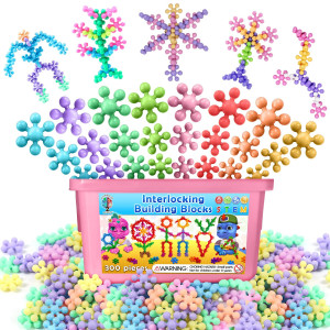 Curious 2 Learn Pastel Colors Building Blocks 300Ct Kids Stem Toys Educational Building Toys Discs Sets Interlocking Solid P