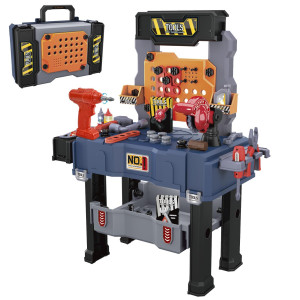 Mugeymyd Kids Tool Bench Set With Electric Drill And Realistic Tool, Pretend Play Construction Workbench Toys For Toddlers, Build A Kids Tool Workshop Set For Boys And Girls, Ages 3-8.