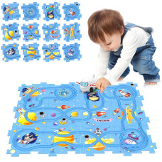 Puzzle Track Car Play Set Plastic Puzzle Board Battery Operated Toy Vehicle Puzzles For Kids Ages 35 Toddlers Puzzle Rail