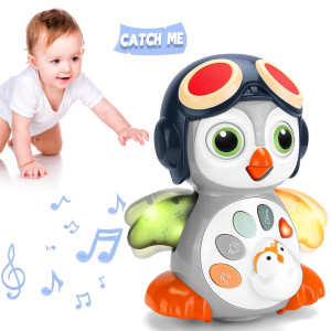 Fbesteam Crawling Penguin Baby Musical Toystummy Time Toy Infant 03 06 612 1218 Months Music Learning Crawl Interactive Dev