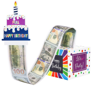 Meiidoshine Birthday Money Box For Cash Pull Surprise Roll Gift Boxes For Kids Adults With Happy Birthday Day Card And 100Pcs T