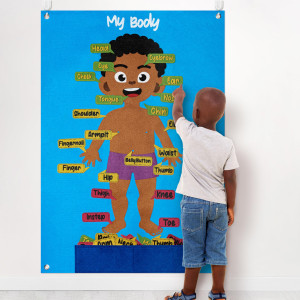 Watinc 35Pcs Brown Skin Color Body Parts Learning Felt Story Board Set Human Organ Educational Teaching Storytelling Kit Early