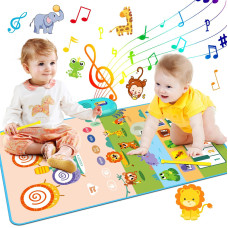 Baiai Girl Gifts 1 Year Old Musical Mat Toys For 1 Year Old Girl 3 In 1 Drum Mat Piano Mat Animal Blanket Touch Play Mat Bab