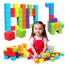 Magnetic Building Blocks 165 Inch Large Magnetic Stacking Cubes For Toddlers Sensory Montessori Toys For Boys Girls 1 2 3