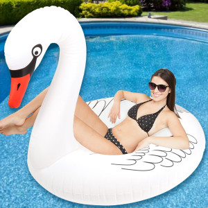 Sinbyuer Swan Inflatable Pool Floats Large Pool Float Water Floaties For Adults 42 Pool Inner Tube Swim Tube Ring With Fast