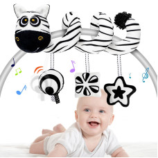 Ucdoet Baby Carseat Hanging Toys Spiral Car Seat Toys For Babies 06 Months Black And White High Contrast Toys For Newborn 03