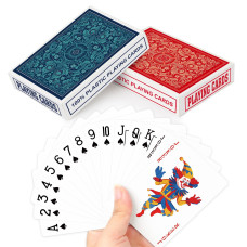 Timenued Plastic Playing Cards Waterproof Playing Cards 2 Pack Decks Of Poker Cards Set For Adults Poker Size Regular Index Suit