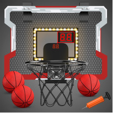 Hyes Mini Basketball Hoop Indoor With Scoreboardled Light Glow In The Dark Door Basketball Hoop Basketball Toy Gifts For Kids