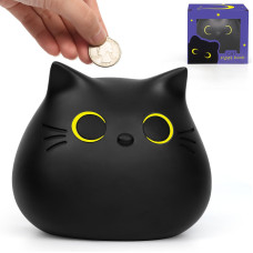 Jizwpoom Cat Piggy Bank Coin Piggy Banks For Kids Boy Piggy Bank For Adults Money Box Unbreakable Piggy Bank Girls Black Cat