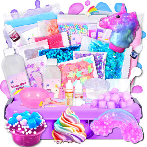 Slime Kit For Girls Unicorn Slime Kit Fluffy Slime Making Kit Diy Slime Making Kits Kids Slime Creation Kit And Super Birthda