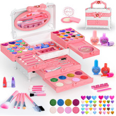 Kids Makeup Kit For Girl Toys Girls Make Up Kit Real Washable Makeup Set For Girls Princess Gift Safe Nontoxic Toddlers P