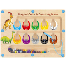 Hongid Dinosaur Toys Magnetic Color And Number Maze Montessori Toys For 2 3 4 5 Year Old Learning Educational Sensory Toys For