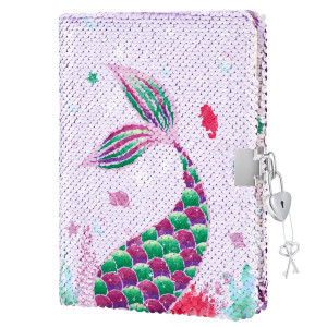 Wernnsai Mermaid Diary For Kids Sequin Journal For Girls Gift Kids Journal A5 Notebook Lined Pages For Drawing Writing Diary Wi