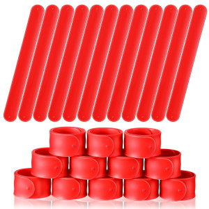 Gemscream 12 Pcs Silicone Slap Bracelets Diy Slap Bands Party Favors Bulk Blank Soft Wristband Wrist Snap Band For Craft Project Diy Painting Birthday Party Halloween Christmas(Red)