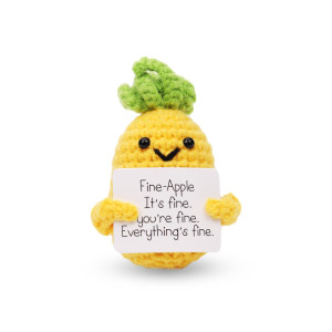 Nqeuepn Funny Positive Pineapple 315 Inch Knitted Pineapple Potato Toy With Encouraging Card Creative Cute Emotional Support C