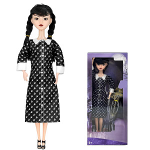 115 Addams Doll With Gift Box Black Dress High Heels And Hair Perfect Christmas And Birthdays Toy Gift For Girls And Fans