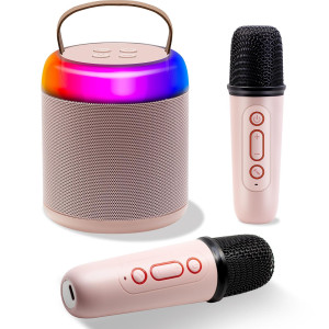 Newest Mini Karaoke Machine For Kids Adults Portable Bluetooth Speaker With 2 Wireless Microphone Kids Music Player Toy Micropho