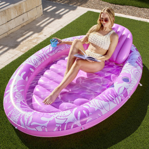 Sloosh Inflatable Tanning Pool Float Lounger 70 X 50 Oval Suntan Tub Floatie For Adults Tanning Pool Lounge Raft Floats P