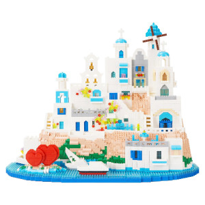 Geniteen Building Block Set Architecture Aegean Sea Micro Building Block Model Educational Toys Building Kit 5810 Pcs