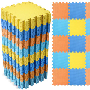 Nuanchu 60 Pcs Kids Foam Puzzle Floor Mat Bulk Solid Color Foam Play Mat With Borders Interlocking Multi Use Floor Rug For Baby