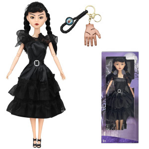 115 Addams Doll With Gift Box Black Dress High Heels And Hair Perfect Christmas And Birthdays Toy Gift For Girls And Fans