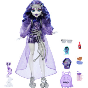 Monster High Spectra Vondergeist Doll With Pet Ferret Rhuen And Accessories Like Backpack Tablet Snacks And More