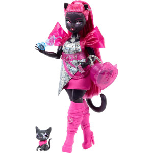 Monster High Catty Noir Doll Werecat With Pet Cat Amulette Accessories Like Backpack Music Book Microphone More