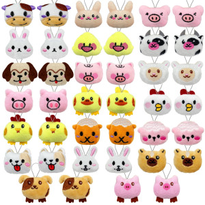 40 Pcs Mini Farm Animal Plush Toys Set Cute Small Animal Stuffed Keychain For Party Favors Keychain Ornament For Goody Bag Easte