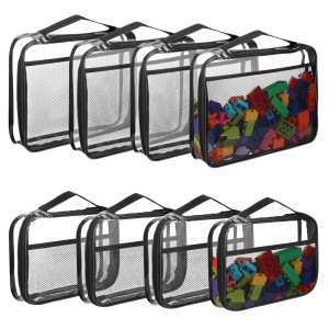 8 Packs Toy Storage Bags With Zipper Clear Pvc Organizing Bags Reusable Toy Storage Organizer With Portable Handle Travel Wat