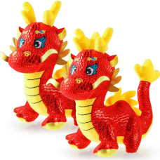 2 Pcs Chinese Dragon Plush 2025 Year Of The Dragon Stuffed Animal Plush Chinese New Year Plush Decoration Mascot Doll Plushies F