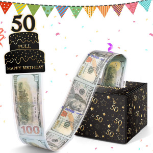 Wenmthg Happy 50Th Birthday Money Box For Cash Gift Pull 50Th Birthday Gifts For Boys Girls 50Th Birthday Surprise Gift Box