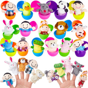 Thinkmax 16Pcs Easter Eggs Filled With Finger Puppets For Easter Basket Stuffers Easter Eggs Hunt Easter Party Favor Easter G