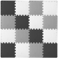 Prosource Foam Puzzle Floor Play Mat For Kids And Babies With Solid Colors 36 Or 16 Interlocking Tiles With Borders Blackgrey