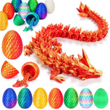 3D Printed Dragon Egg, Mystery Crystal Dragon Egg Fidget Toys Surprise, Easter Eggs Articulated Crystal Dragon Eggs With Dragon Inside (Laser Red)