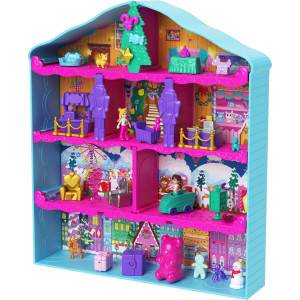 Polly Pocket Dolls Advent Calendar Gingerbread House Playset With 24 Surprises Dollhouse Furniture Toy Car Holiday Accessor