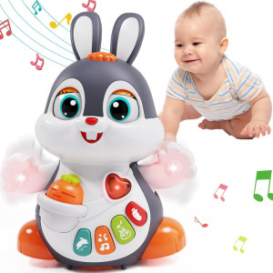 Wanonoo Baby Musical Bunny Toy Dancing Crawling Tummy Time Toys Light Up Infant Toys 036 612 1218 Months Birthday Gifts For