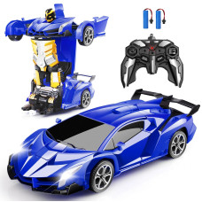 Blackma Remote Control Car Transform Onebutton Deformation 360Rotating Drifting Transform Robot Rc Car With Led Light To