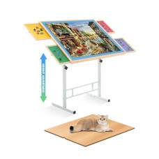 1500 Piece Puzzle Table With Adjustable Metal Legs 35X26 Jigsaw Puzzle Tables For Adults With Colorful Drawers Tilting Puz