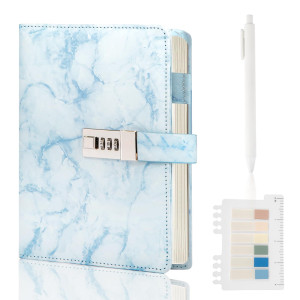 Kutoda Marble Diary With Lock 192 Pages College Ruled Secret Journal With Lock Waterproof Diary With Lock A5 Journal With Loc