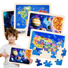 Jigsaw Puzzles Wooden Puzzles For Kids Ages 35 Preschool Educational Toddlers Toys United States Puzzle Space Universe World Us