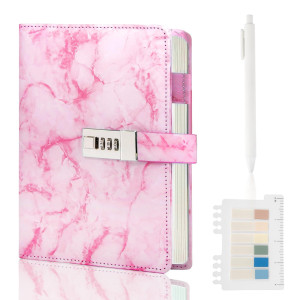 Kutoda Marble Diary With Lock 192 Pages College Ruled Secret Journal With Lock Waterproof Diary With Lock A5 Journal With Loc