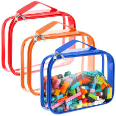 Sanwuta 3 Packs Toy Storage Bags With Zipper Clear Pvc Organizing Bags Waterproof Toy Bags For Board Games Building Blocks T