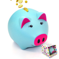 Laebuild Boy Piggy Bank For Kids Blue Plastic Piggy Bank Girls Pig Shape Money Bank Cute Unbreakable Piggy Bank Toddler Small