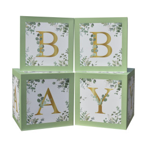 Pabues Baby Boxes With Letters For Baby Shower 4Pcs Baby Shower Decorations For Boy Girl Balloon Boxes Gender Reveal Baby Showe