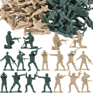 Lovestown 100Pcs Army Men Toy Soldiers Plastic Soldier Figures Green Yellow Army Men Playset Multiple Poses For Boys Birthday G