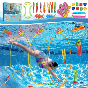 Pojziuy 26Pcs Dving Toys Pool Toys With Underwater Diving Ring For Boys And Girls Ages 38 812 Pool Games Swimming Toys Are