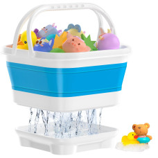 Anivia Foldablebathtoystorageorganizer Bath Toy Holder With Removable Base Quickdraindrying Bathtub Toy Storage Basket