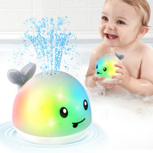 2024 Upgraded Whale Bath Toys For Babies Light Up Bath Toys For Toddlers Sprinkler Bathtub Toys Spray Fountain Water Pool Toys