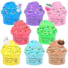 8Pcs Peachybaby Butter Slime Kit Party Favors For Kids Christmas Slime Stress Relief Extrusion Toy For Girls Boys Birthday Cla