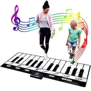 Sunlin 6Ft Piano Mat Floor Keyboard Playmat 24 Keys 10 Demos 8 Instrument Sounds Record Playback Giant Interactive Musi